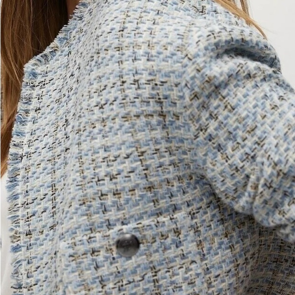 Mango Textured Blue-Gray Jacket - Picture 4 of 7
